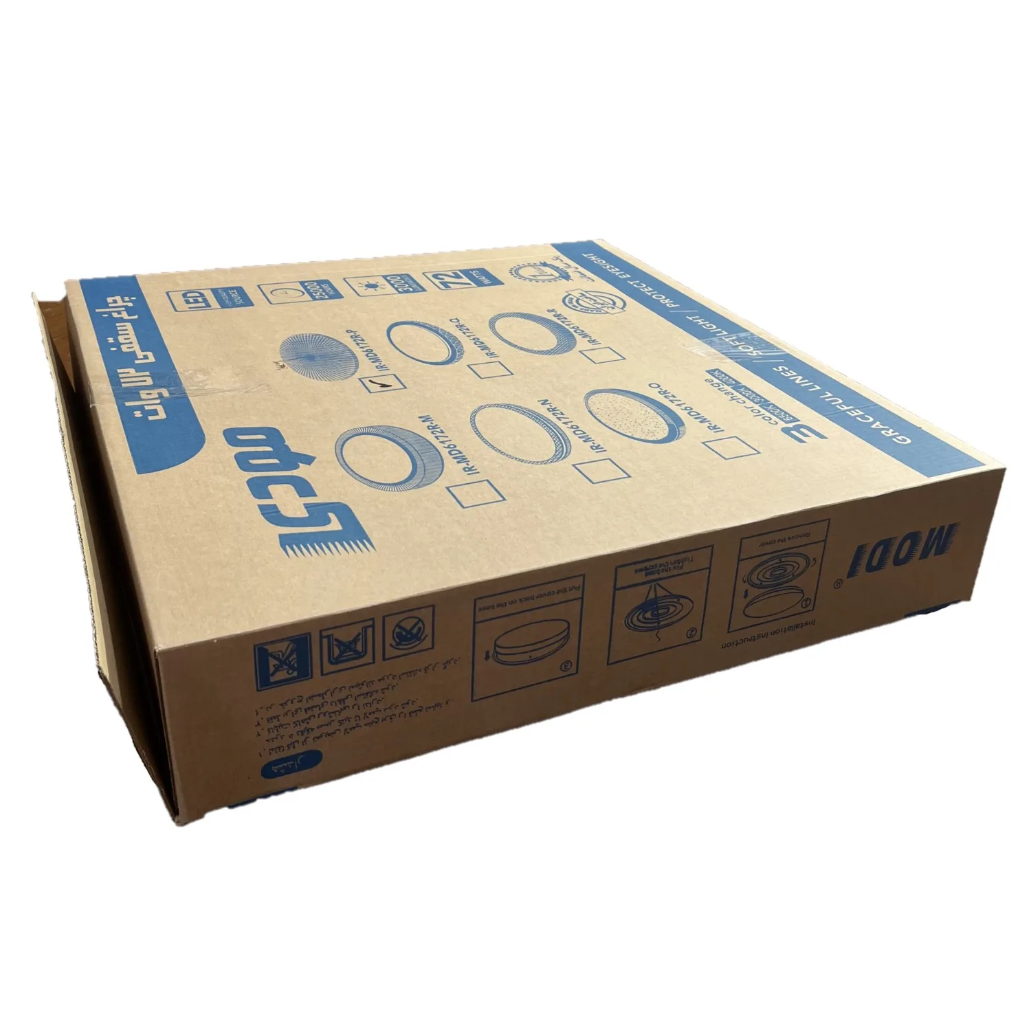 چراغ سقفی 36 وات مودی مدل گرد طرح آیینهکاری شده کد IR-MD6136R-R