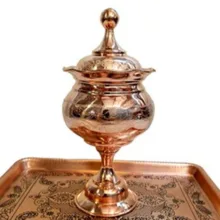 قندان مسی مدل لب چین لیزری پایه دار کد ZH332.1