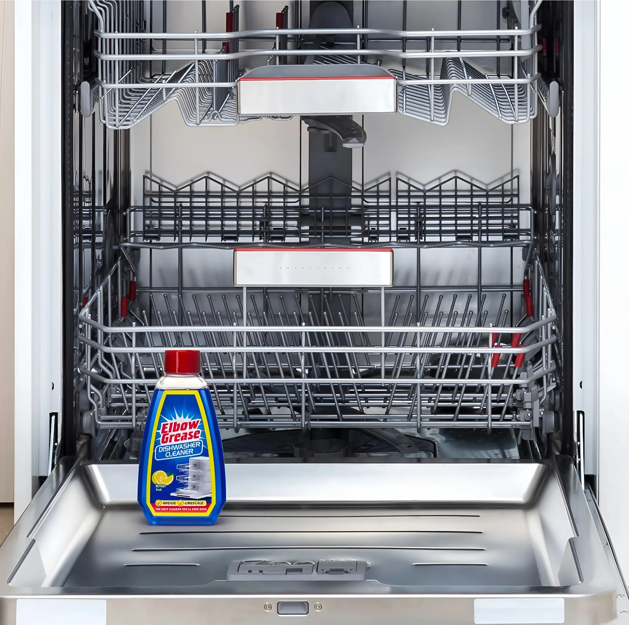 جرمگیر ماشین ظرفشویی البو گریس Elbow greaseمدل dishwasher cleaner با رایحه لیمو حجم 250 میلی لیتر
