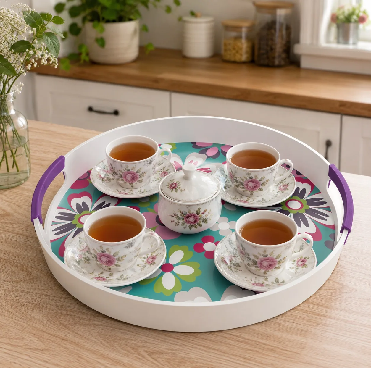 سینی دسته دار مدل بامبو کد AKB2 سایز 38×38 سانتیمتر