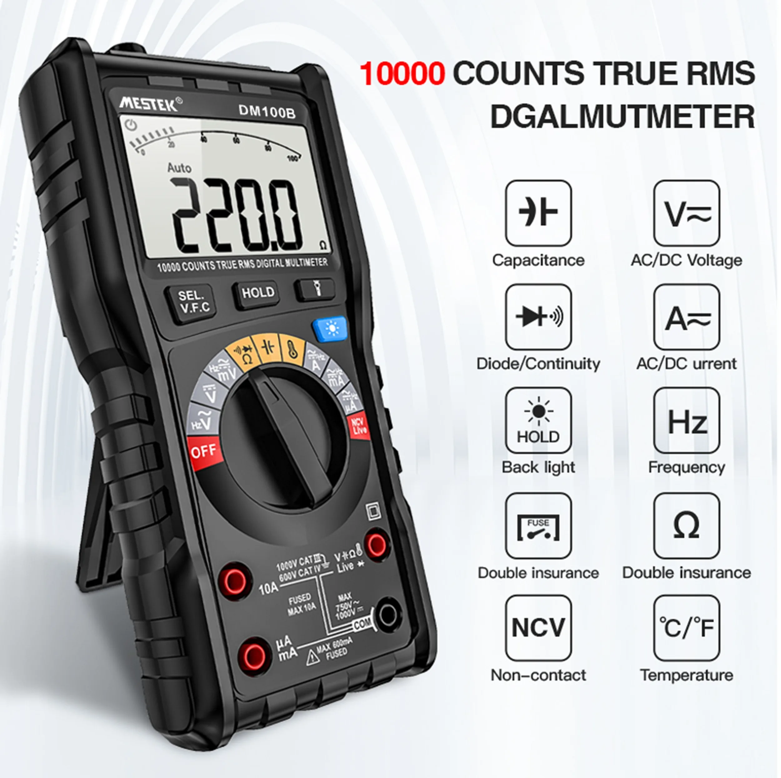 مولتی متر دیجیتال 10 آمپر مستک مدل DM100B