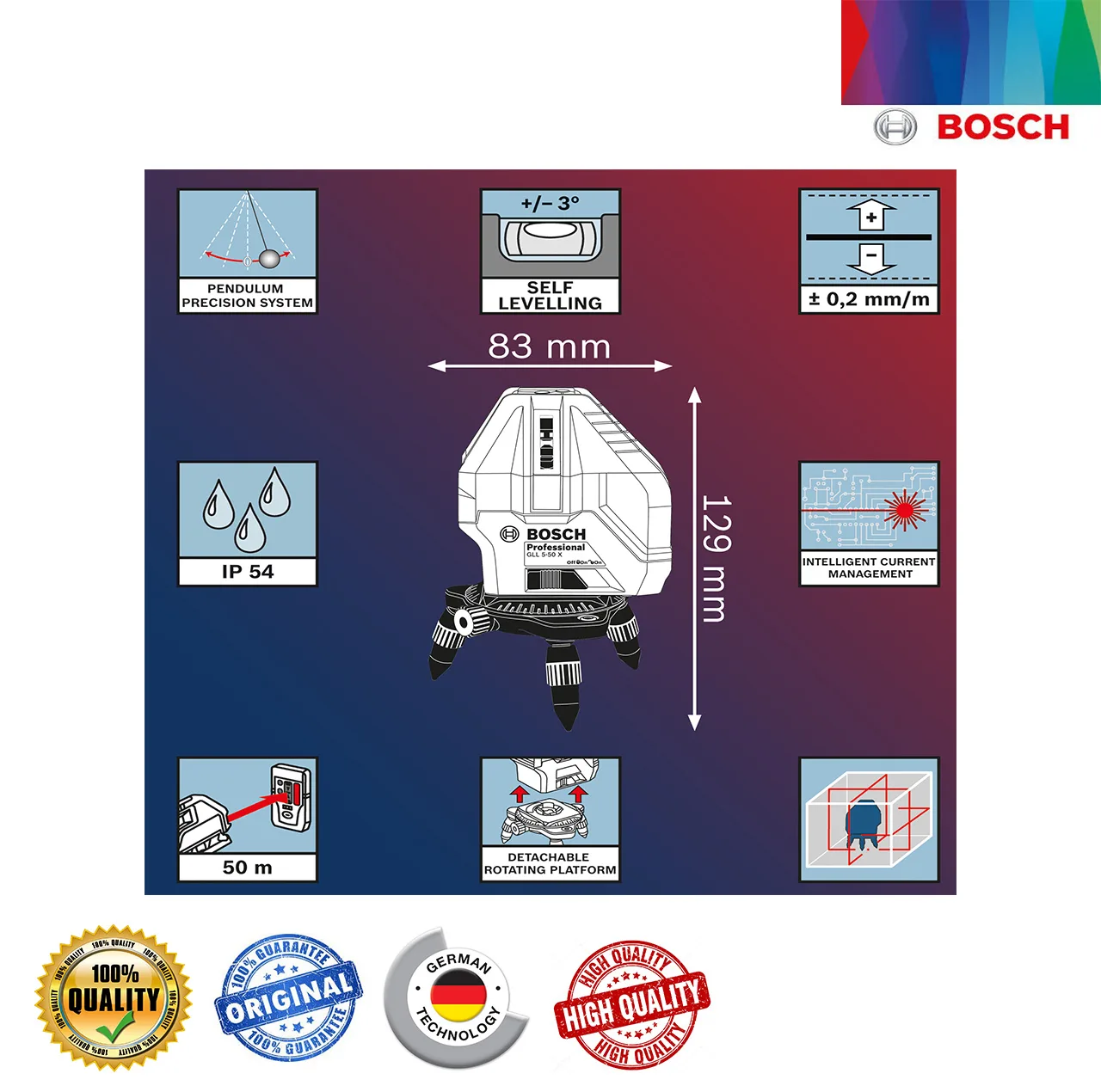 تراز لیزری بوش مدل GLL 5-50 X professional