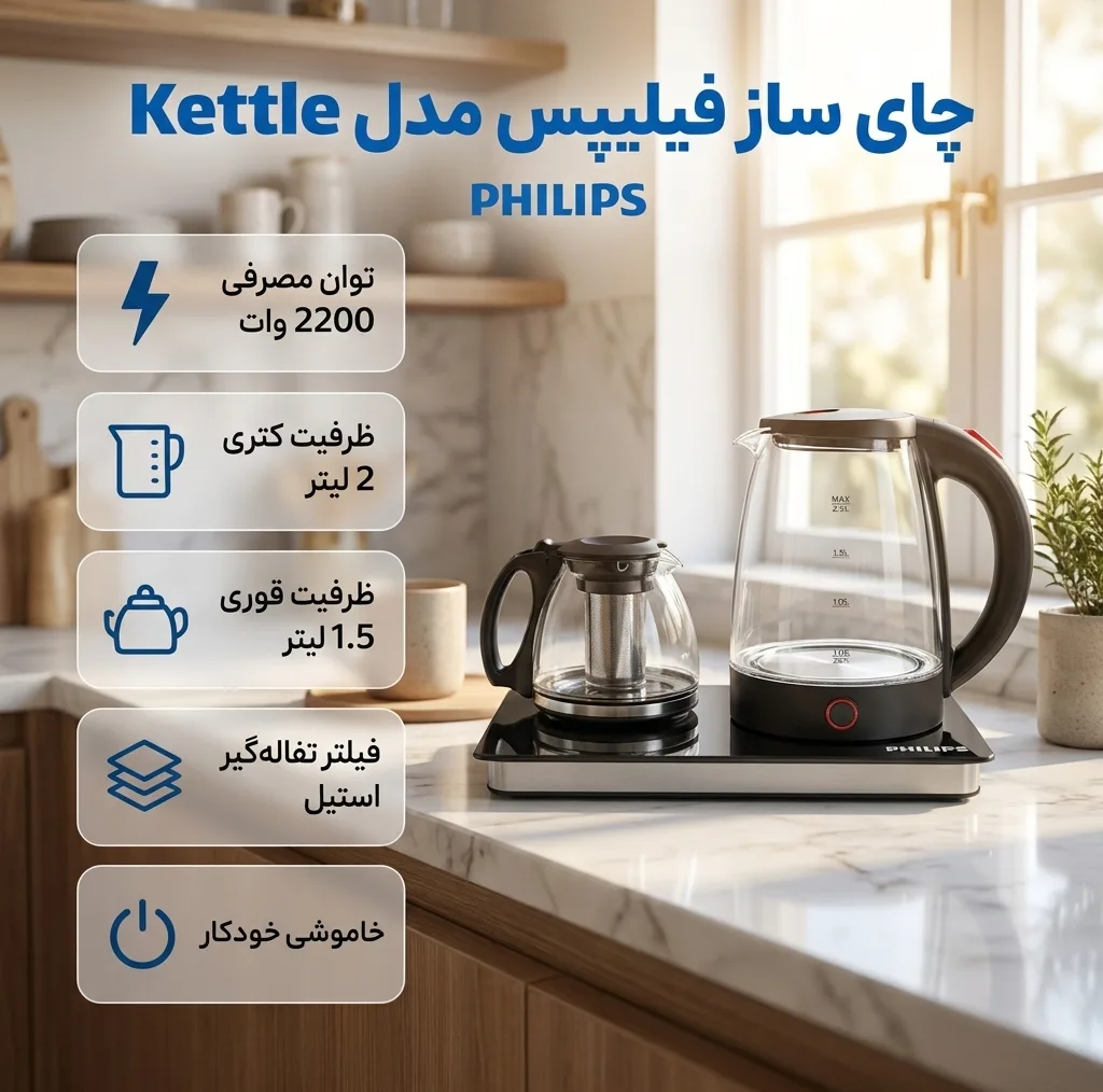 چایساز کنار هم فیلیپس مدل Kettle
