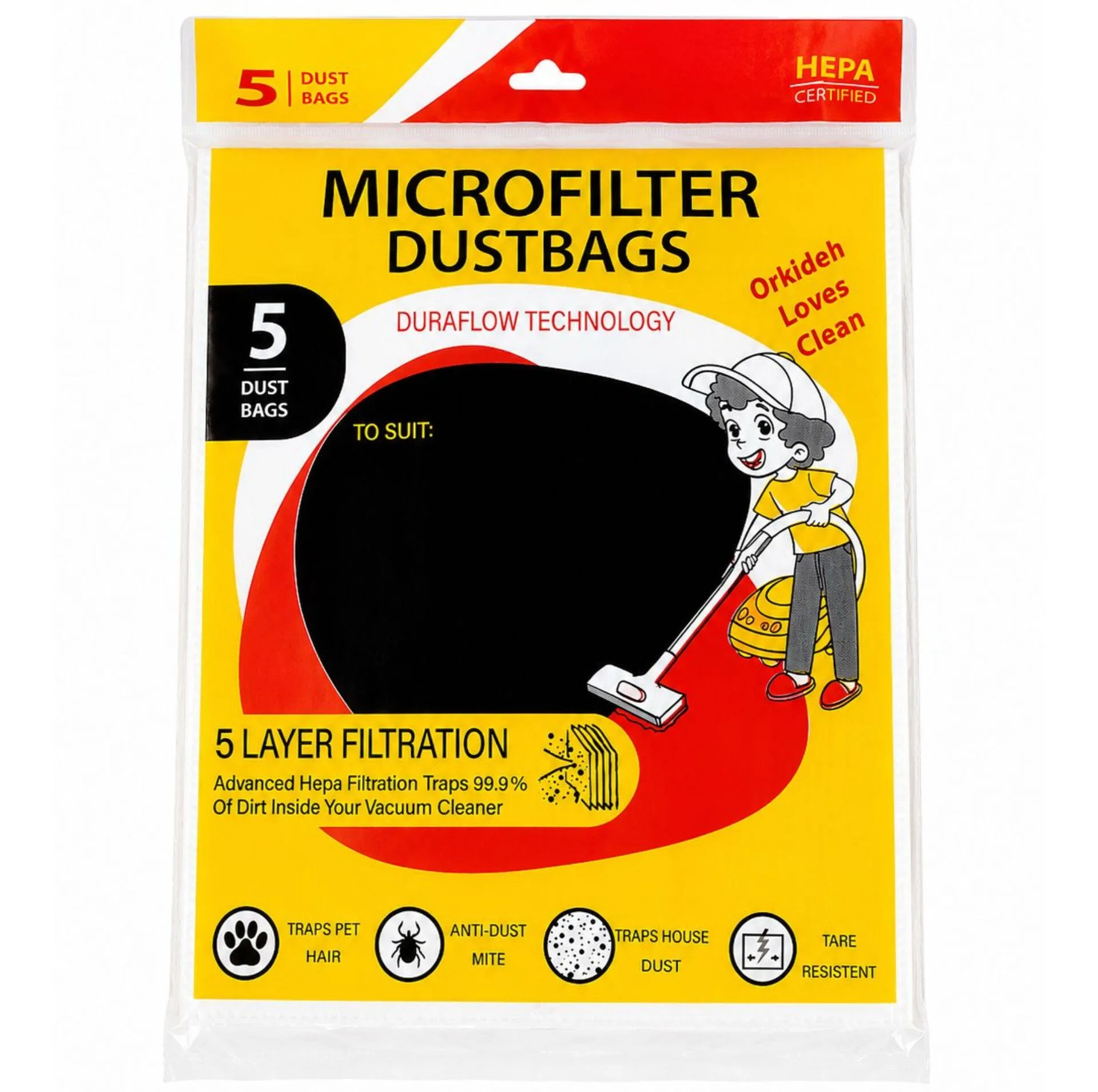 کیسه جاروبرقی ارکیده مدل Micro1 مناسب برای جاروبرقی سامسونگ بسته 5 عددی