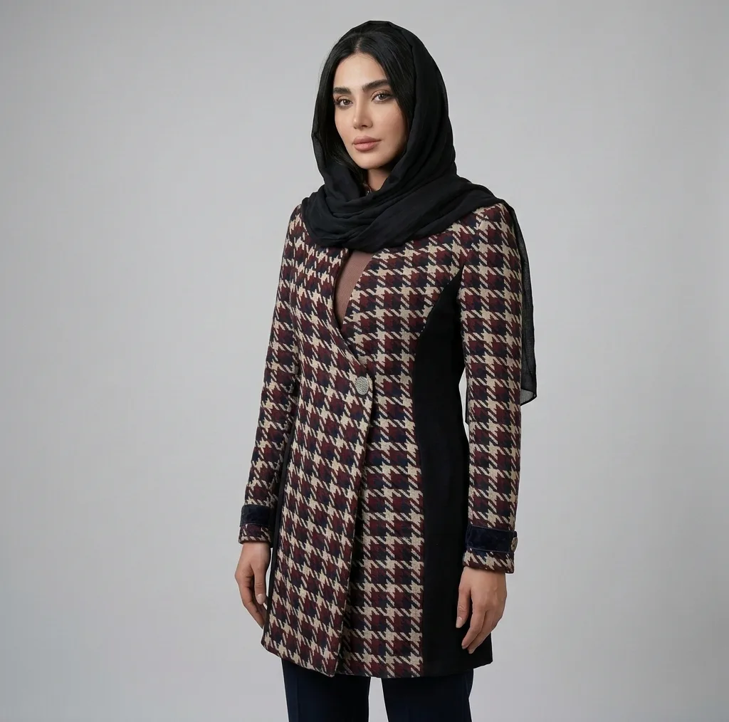 پالتو زنانه مدل شطرنجی