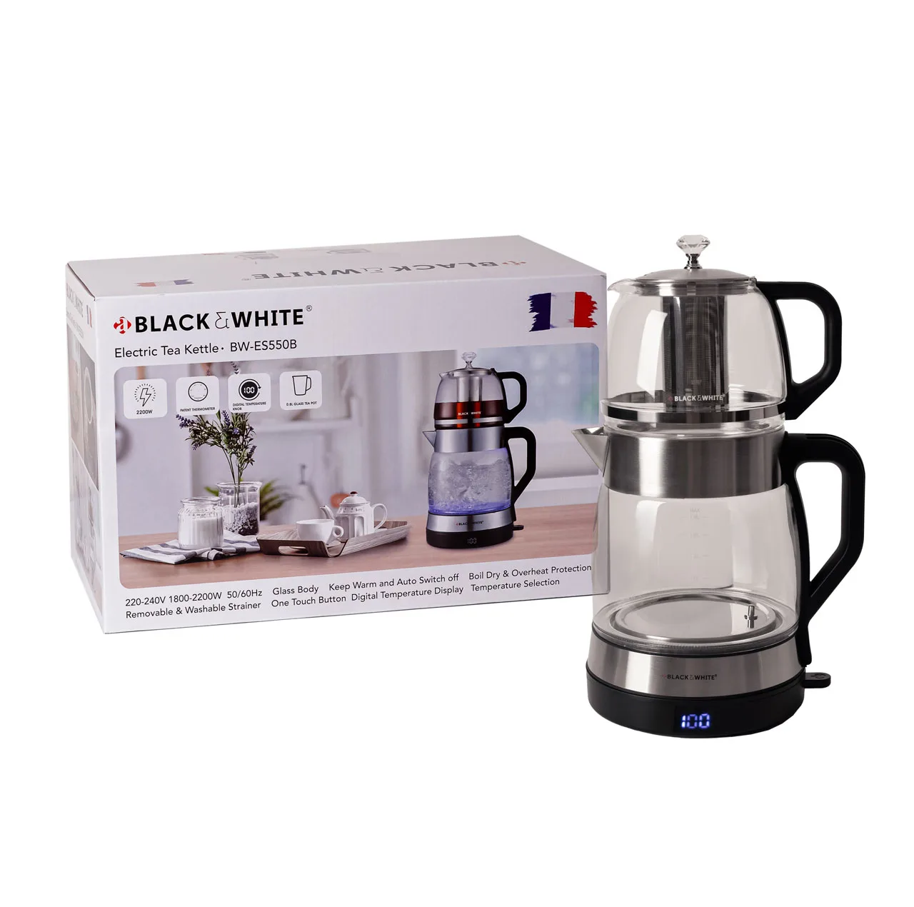 چای ساز روی هم بلک اند وایت مدل BW-ES550