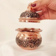 قندان مسی مدل قلم زنی کد ZH445