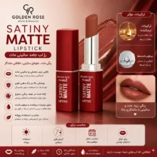 رژ لب جامد مات گلدن رس مدل Satiny شماره 02 رنگ قهوه ای دارچینی