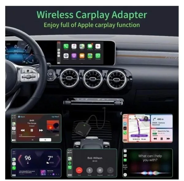 کارپلی و اندروید اتو مدل 2in1 wireless adapter به همراه کابل USB به USB-C و کابل USB-C