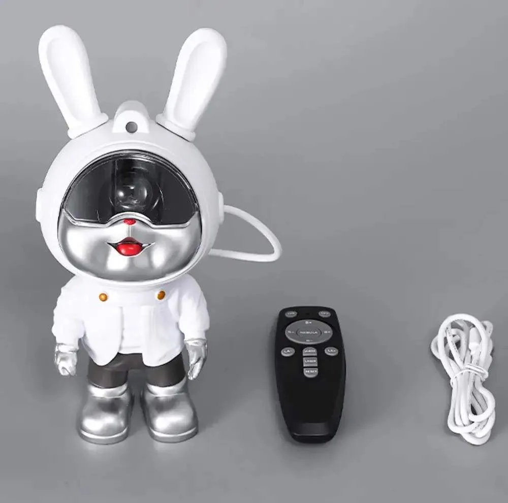 چراغ خواب رومیزی مدل galaxy nightlight projector خرگوش فضانورد با نور کهکشانی