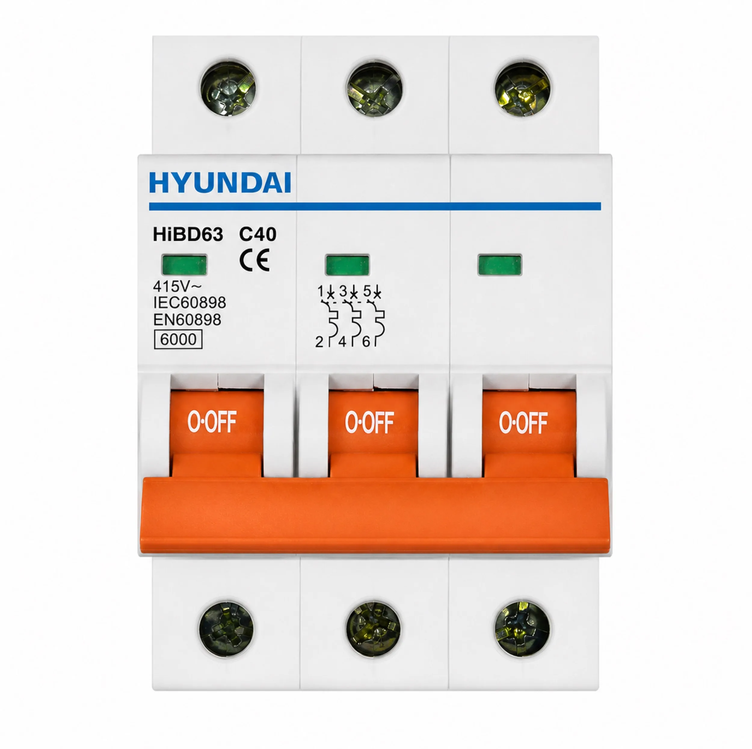 فیوز مینیاتوری ۳ فاز ۴۰ آمپر هیوندای مدل HiBD63-C40