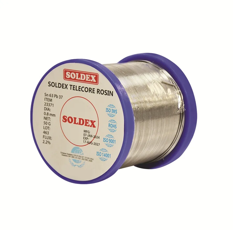 سیم لحیم سولدکس مدل SOLDEX Sn63 Pb37 وزن 50 گرم ضخامت 0.8 میلی متر