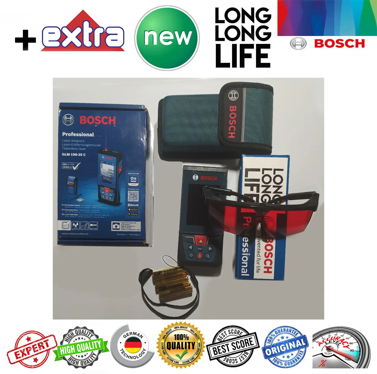 متر لیزری بوش مدل GLM 100-25 C ح