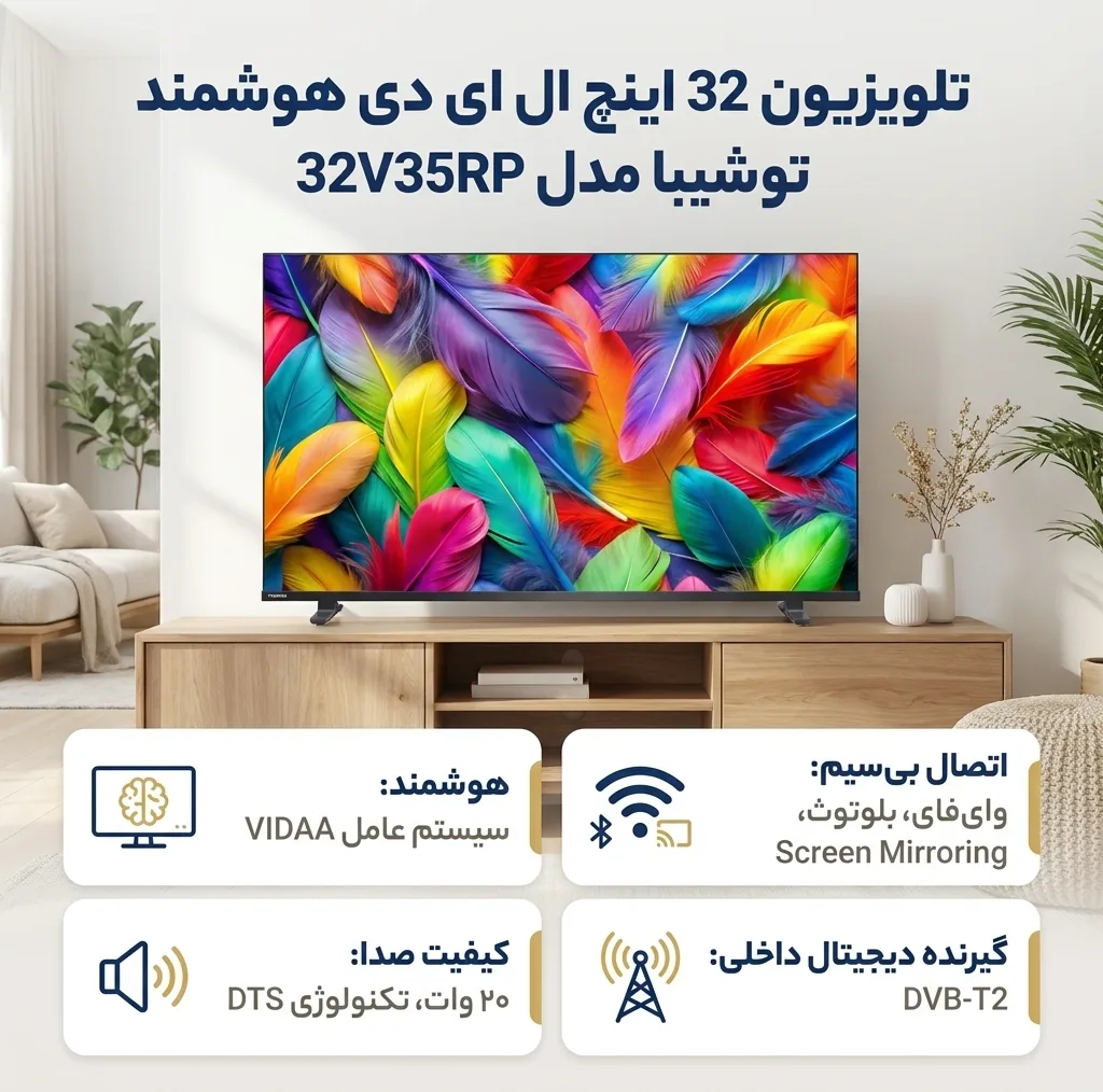 تلویزیون 32 اینچ ال ای دی هوشمند توشیبا مدل 32V35RP