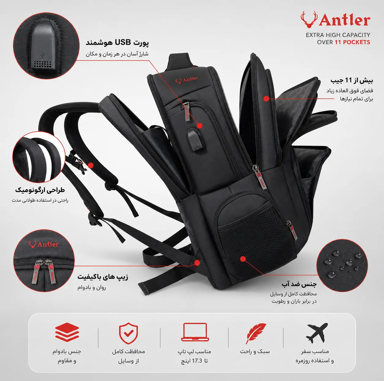 کوله پشتی آنتلر مدل diamond 110