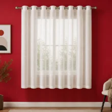 پرده پانچ تیکو دکو مدل کتان شفاف افکت دار سایز 180 × 300 سانتی‌متر