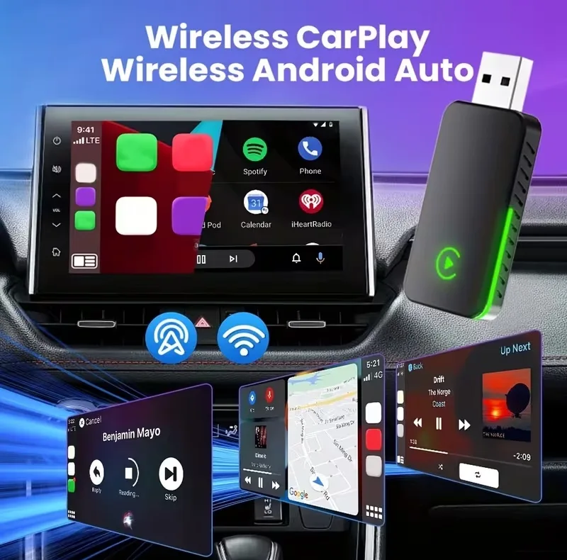 کارپلی و اندروید اتو مدل CP/AA M10 2in1 Carplay/Android Auto به همراه مبدل USB به USB-C