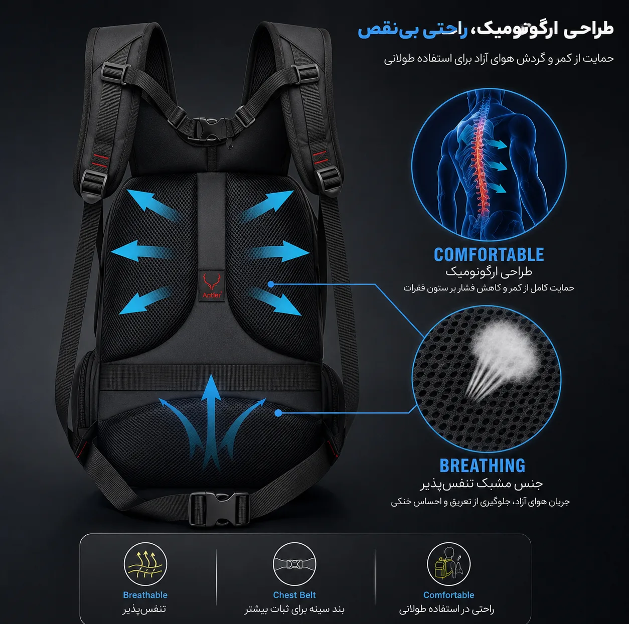 کوله پشتی آنتلر مدل diamond 110