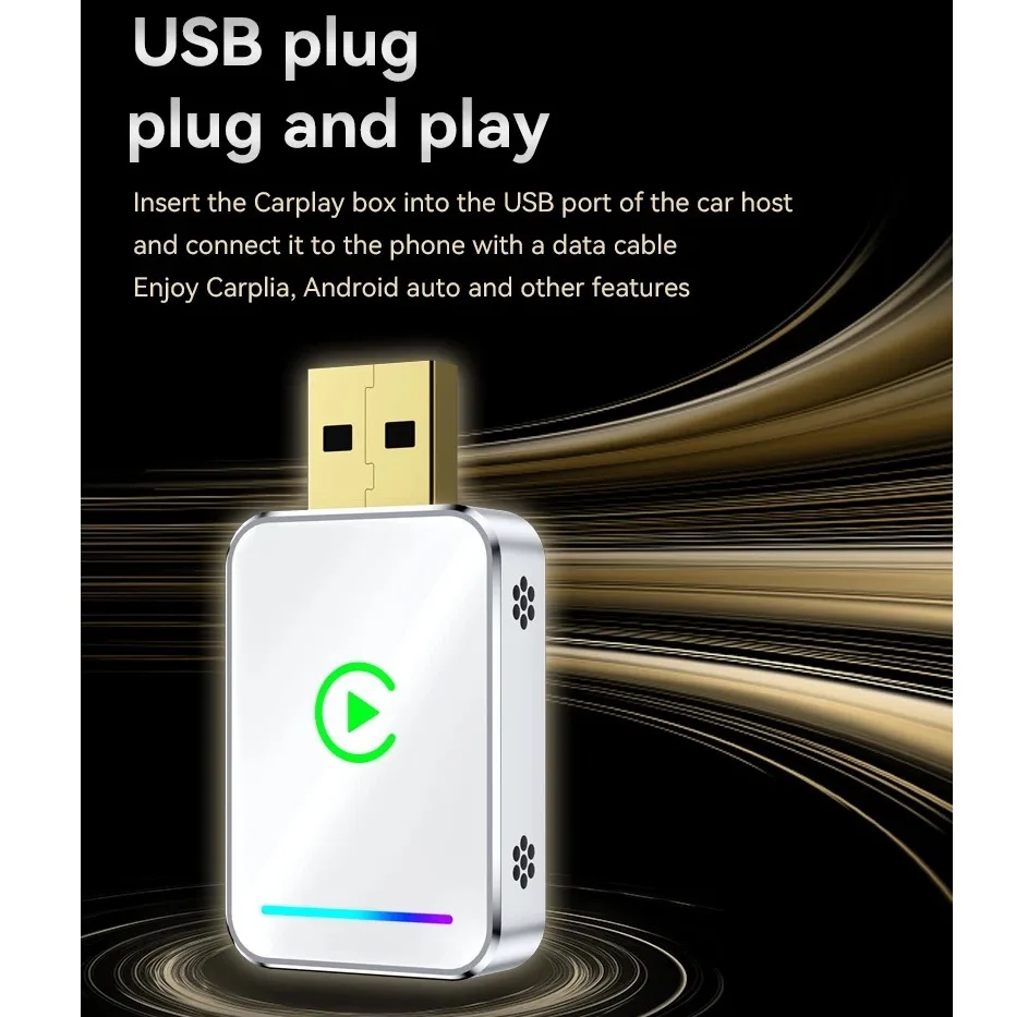 کارپلی و اندروید اتو مدل Wireless CarPlay/Android Auto Q1JS به همراه مبدل USB به USB-C