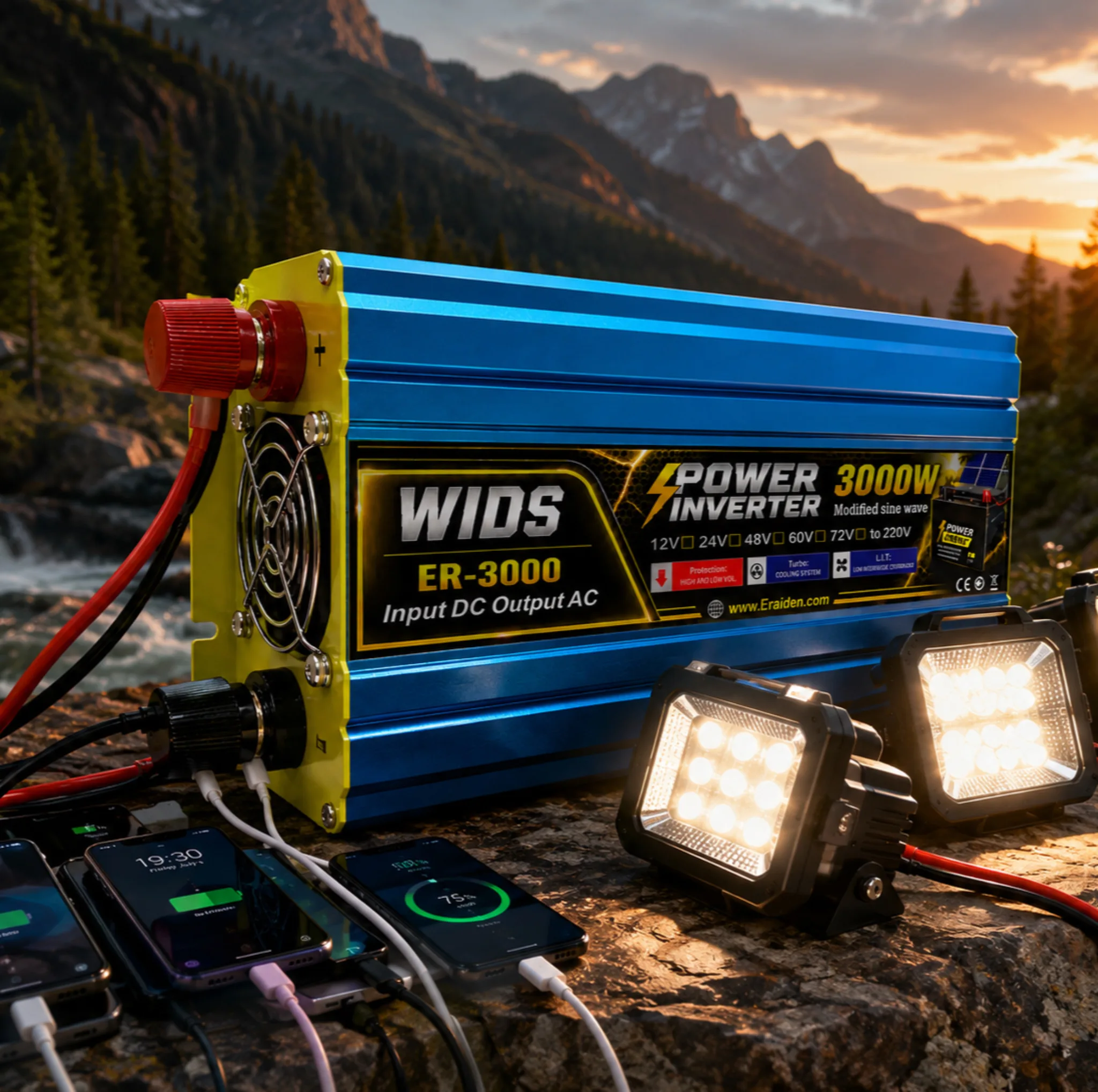 مبدل برق خودرو ویدز مدل 12V-24V-TO-220V-3000W