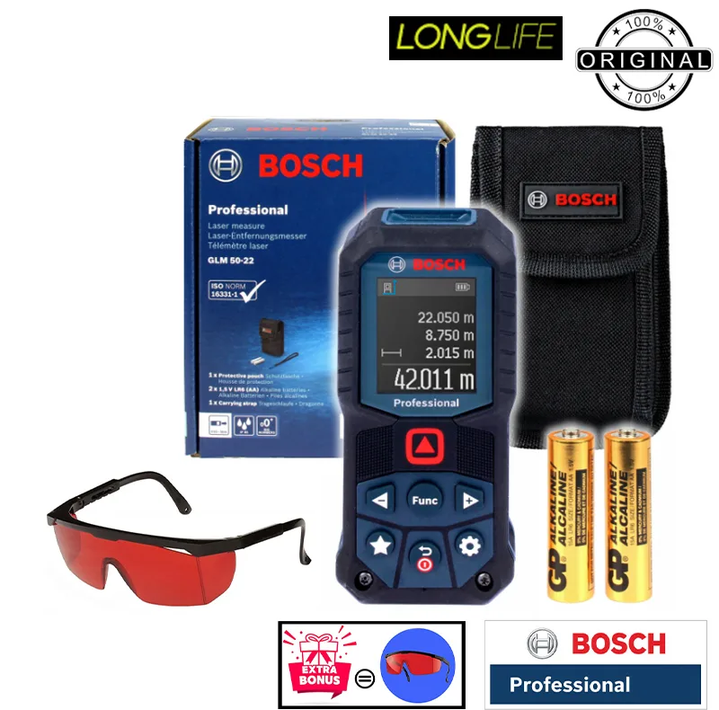 متر لیزری بوش مدل GLM 50-27 C + Red Glass Laser برد 50 متر