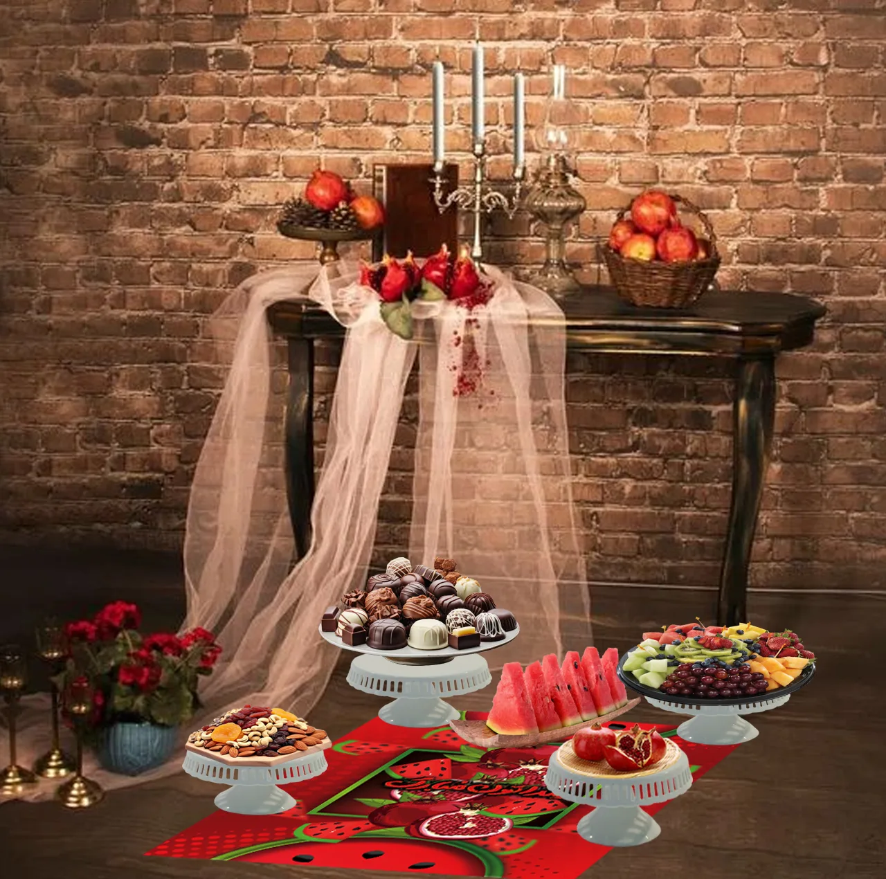 سفره 1 نفره رومادون مدل PVC طرح شب یلدا کد 02