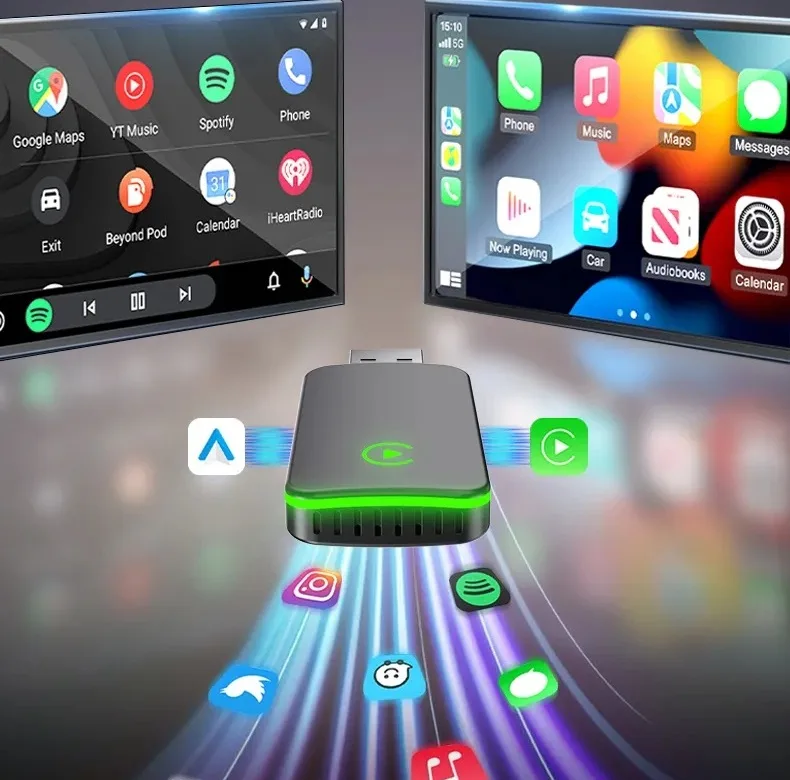 کارپلی و اندروید اتو مدل CP/AA M10 2in1 Carplay/Android Auto به همراه مبدل USB به USB-C