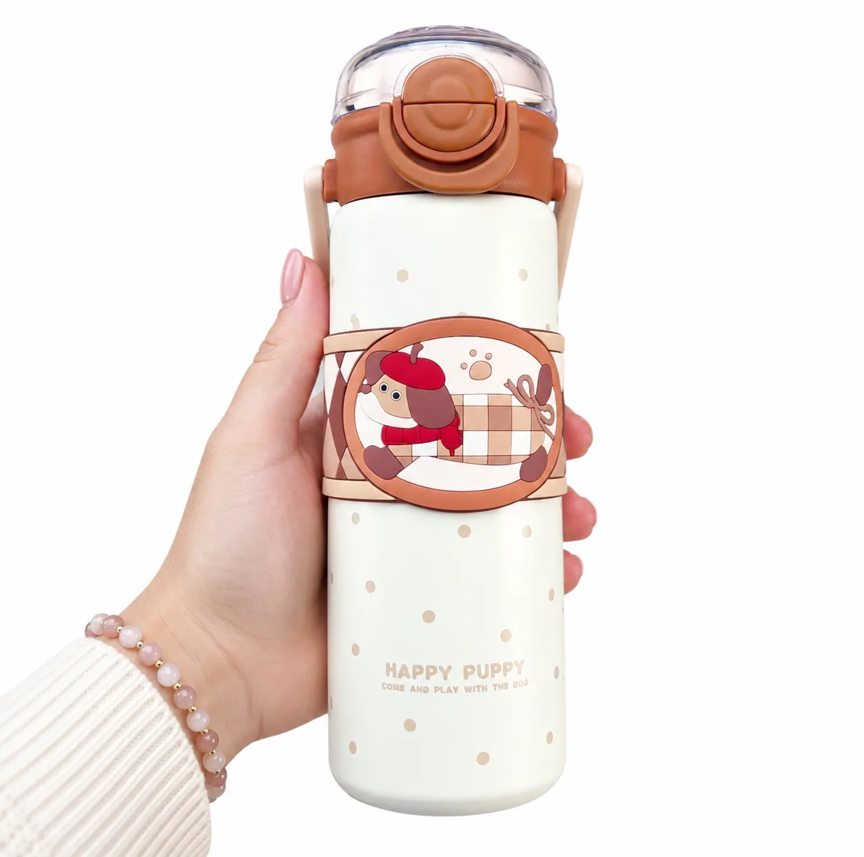 قمقمه کودک بوشنگ مدل دوحالته دسته دار Happy Puppy گنجایش 0.58 لیتر