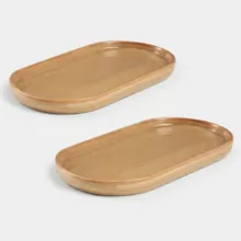 رولت‌خوری بیضی بی‌وی‌کی مدل گلکسی TP453248 چینی 24×12×2 سانتی‌متر، مناسب سرو رولت و خوراکی‌های باریک، شستشوی دستی، مجموعه 2 عددی