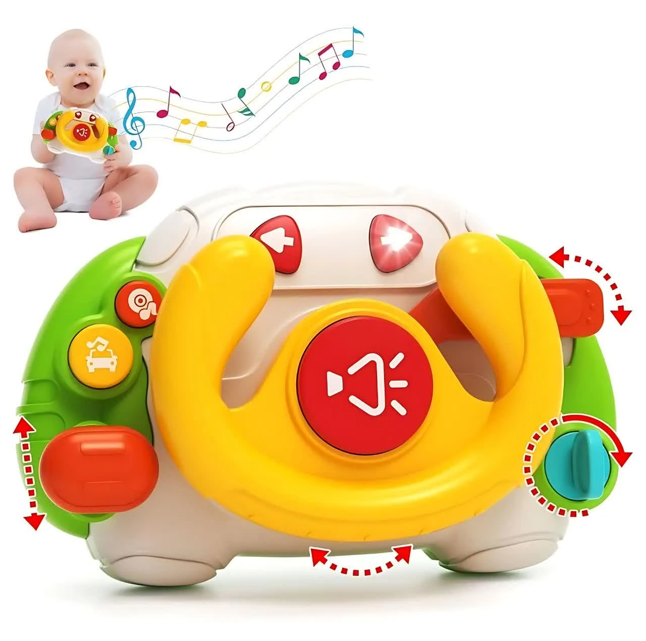 اسباب بازی ناب سل مدل فرمان موزیکال چراغدار بامزه کد BABY TOY STEERING WHEEL همراه با صدای استارت ماشین