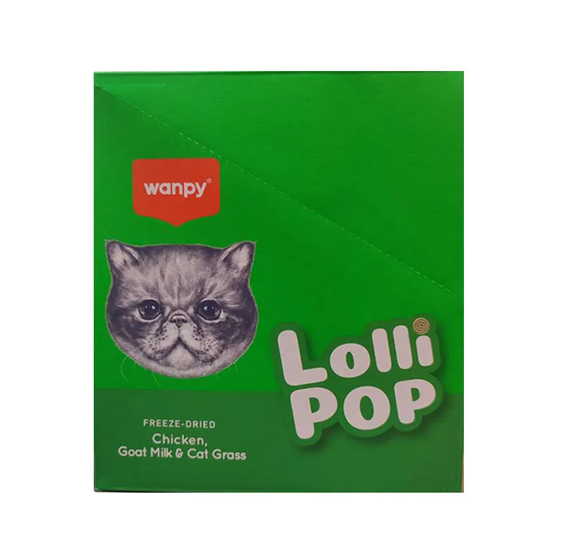 تشویقی گربه ونپی مدل Freeze Dried Lollipop با طعم مرغ، شیر بز و علف گربه وزن 14 گرم بسته 10 عددی