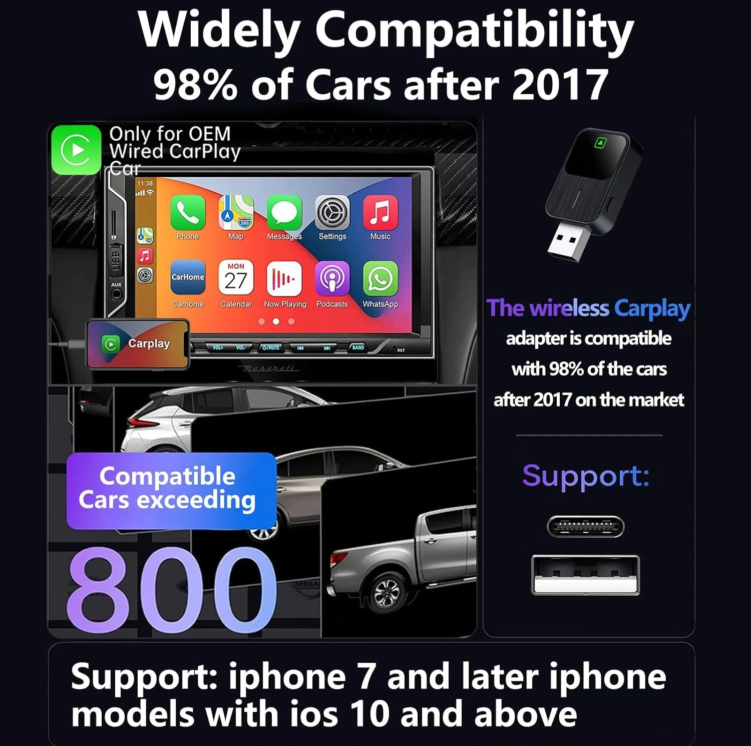 کارپلی و اندروید اتو مدل k2 2in1 Carplay/Android Auto