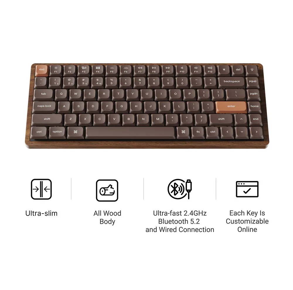 کیبورد گیمینگ کیکورن مدل K3 Max All-Wood Special Edition Brown Switch