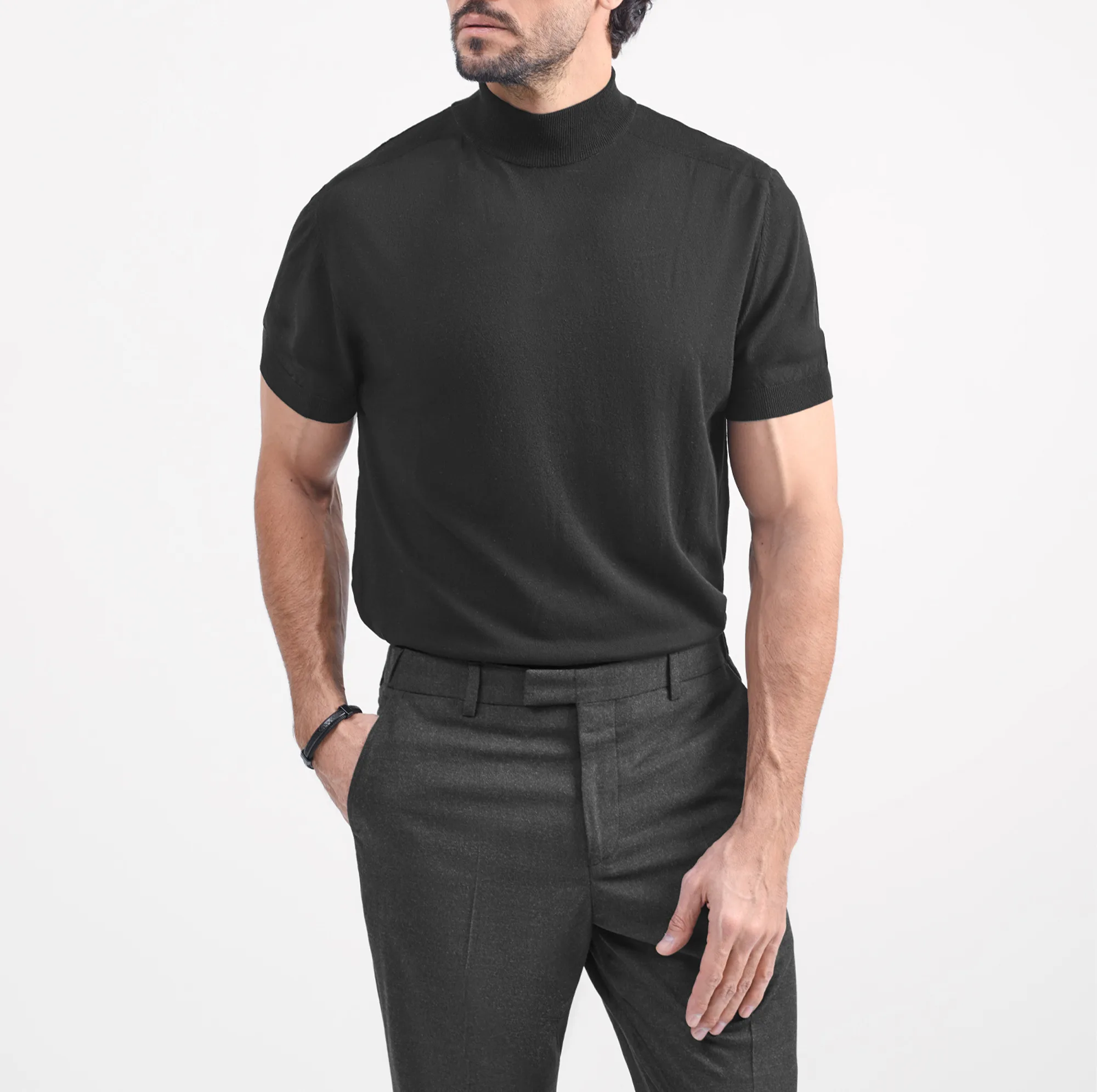 پلیور یقه ایستاده مردانه کروم مدل 2520601