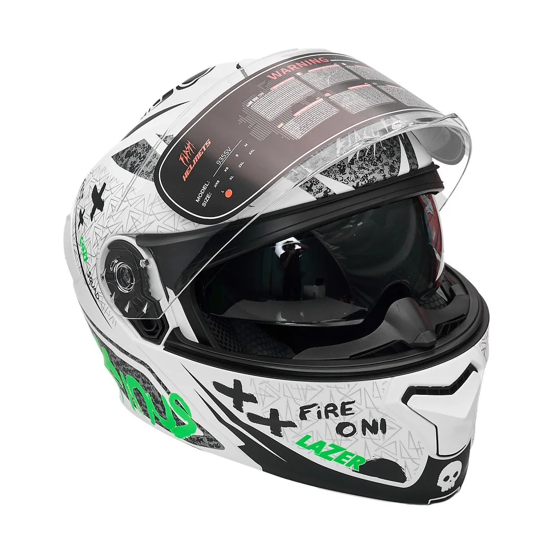 کلاه کاسکت فک متحرک فلش مدل 935sv neon-yellowgreen-white