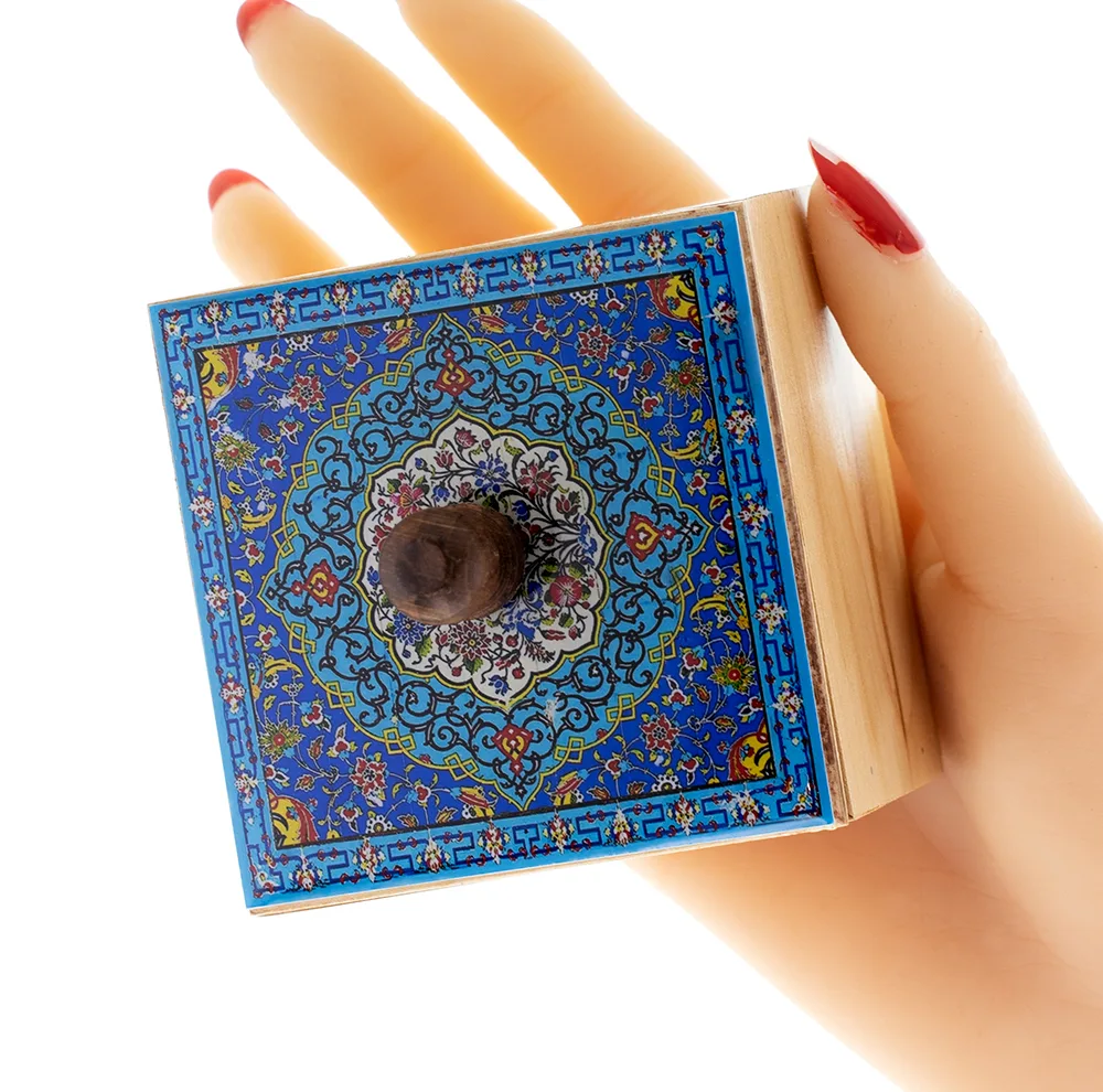 قندان چوبی داتینو مدل رزین طرح گل و بوته