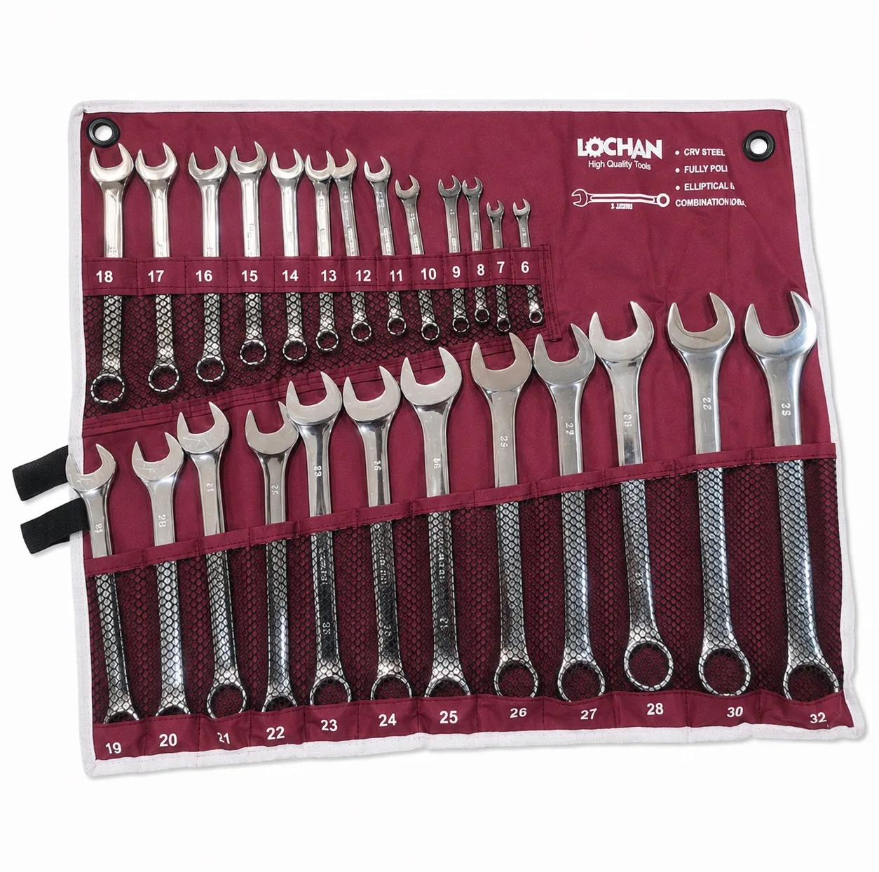 آچار یکسر تخت و  یکسر رینگی لوچان مدل YP-6-32MM مجموعه 25 عددی