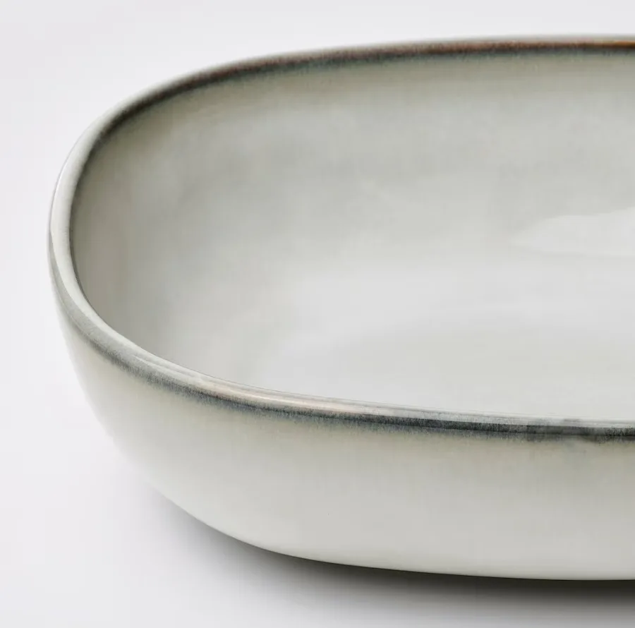 ظرف سرو ایکیا مدل GLADELIG مجموعه 2 عددی با لعاب شنی، ایمن در فر تا 280 درجه سانتیگراد و مناسب شستشو در ماشین ظرفشویی