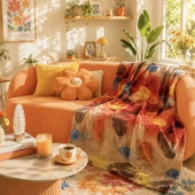 پتو مسافرتی 1 نفره مدل پَر رنگی سایز 160×220 سانتی‌متر