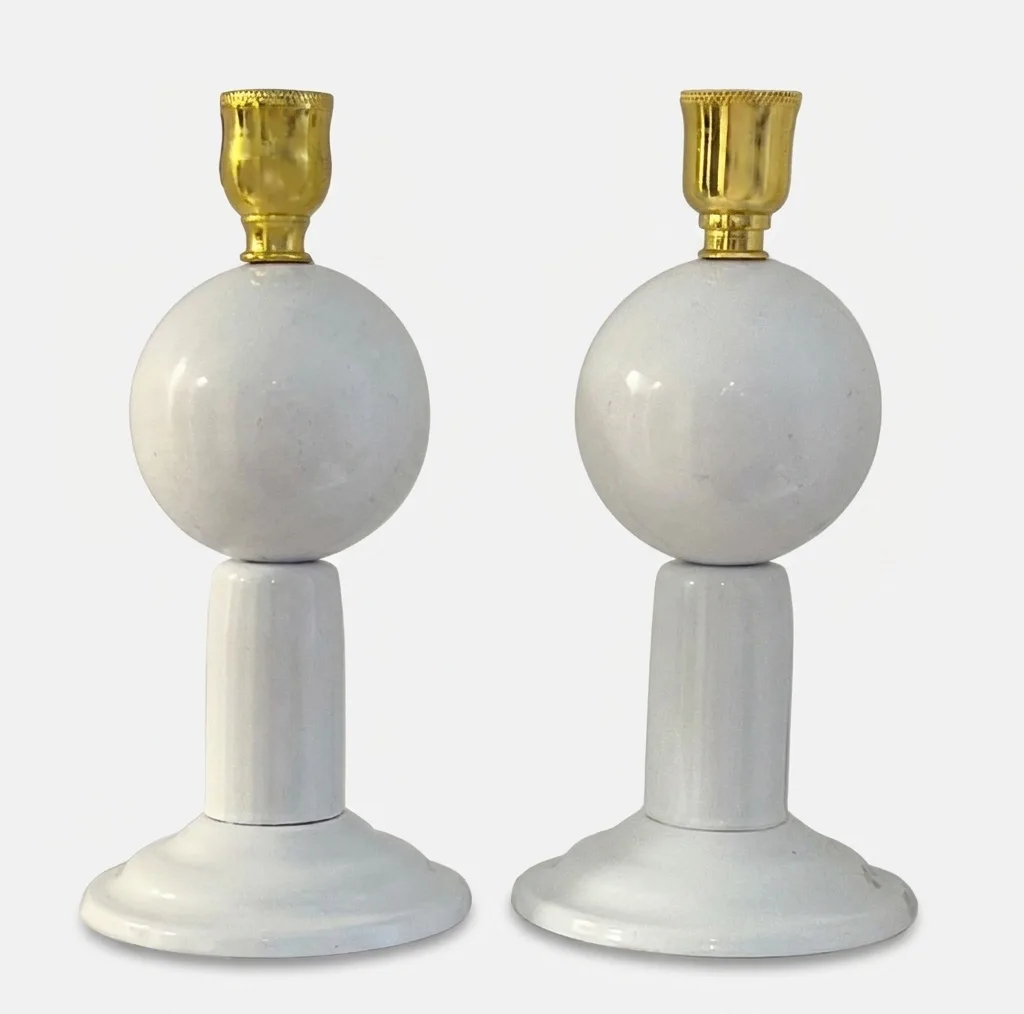 شمعدان نورهام مدل POONY-WHITE مجموعه 2 عددی