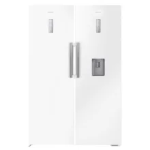 یخچال و فریزر دوقلو 40 فوت هایسنس مدل RS370W/FS270W، دارای نمایشگر و بدون برفک، با ارتفاع 186، پهنای 120 و عمق 67 سانتی‌متر، میزان مصرف انرژی A+، دارای 5 طبقه در یخچال و 5 کشو در فریزر، دارای سیستم نوفراست