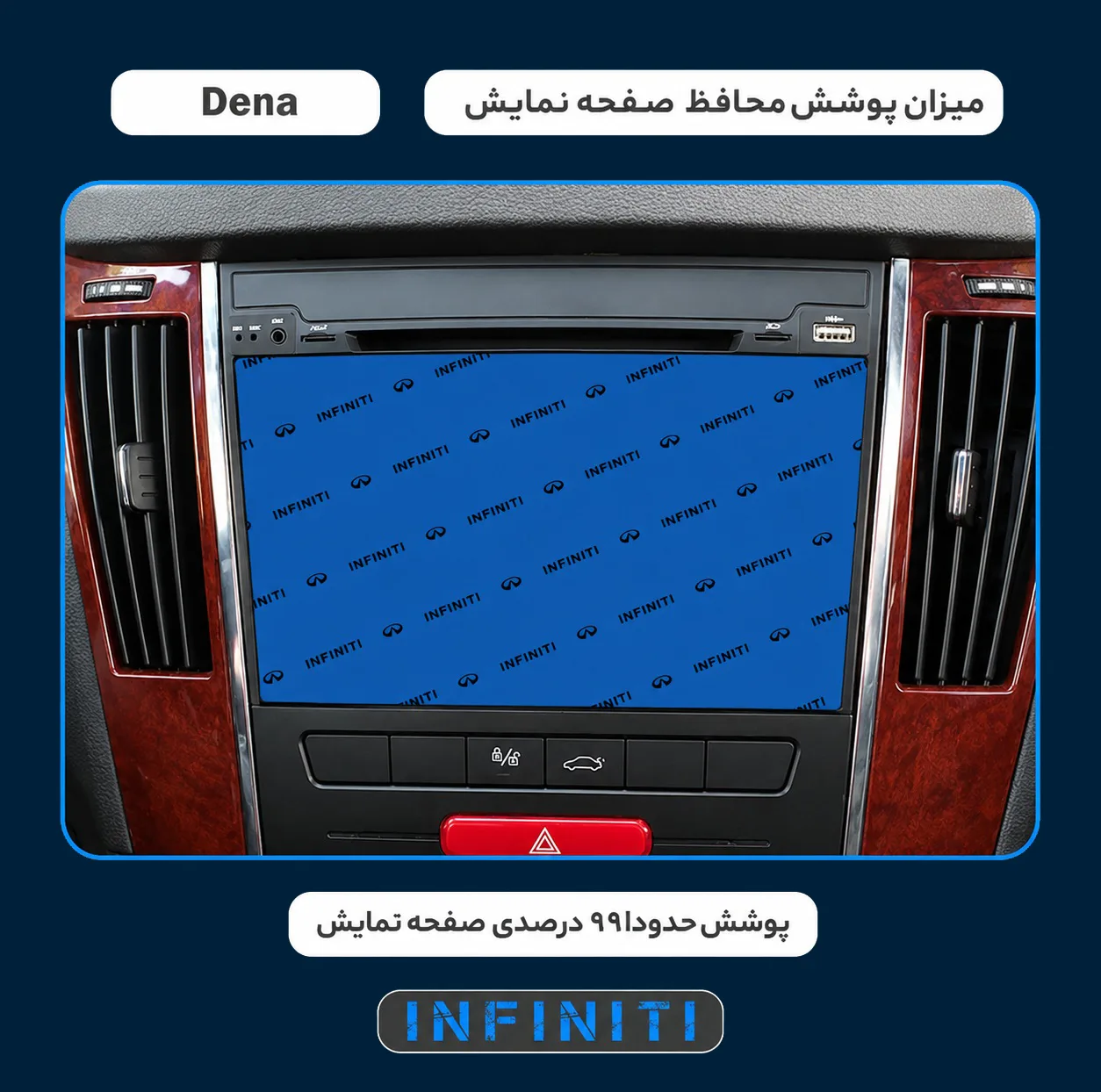 محافظ صفحه نمایش خودرو اینفینیتی مدل PRO مناسب برای ایران خودرو Dena