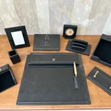ست ۱۰ تکه لوازم اداری رومیزی مدل مدیریتی چرم ابر و باد کد 710
