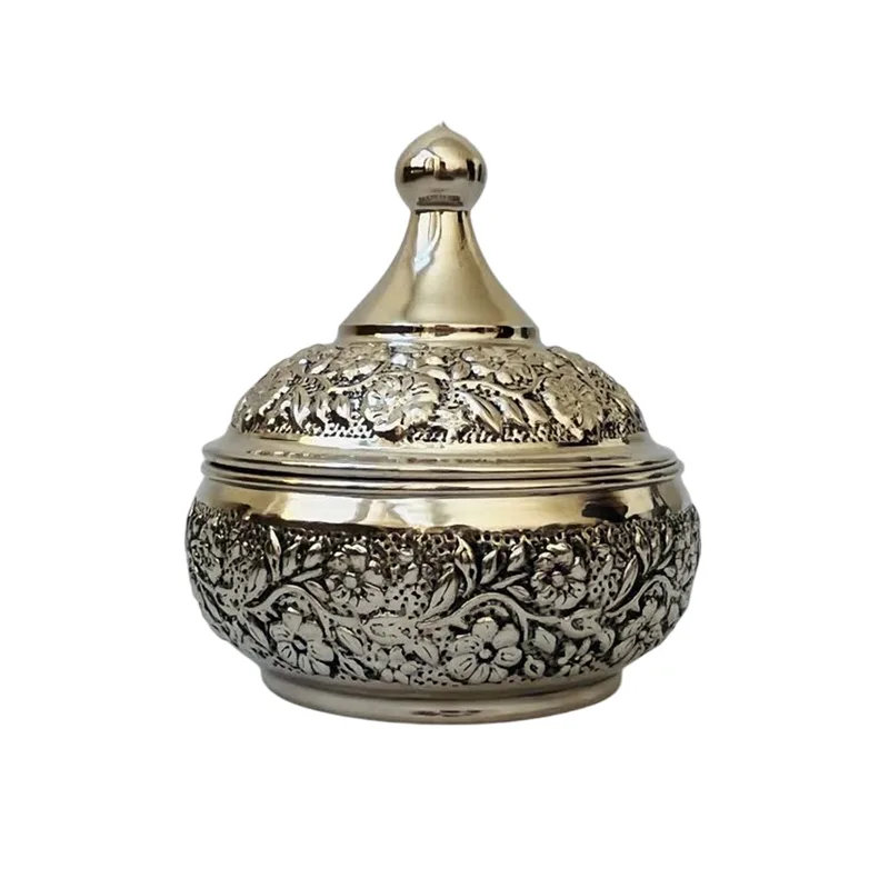 قندان مسی مدل قلم زنی کروم کد ZH418.2