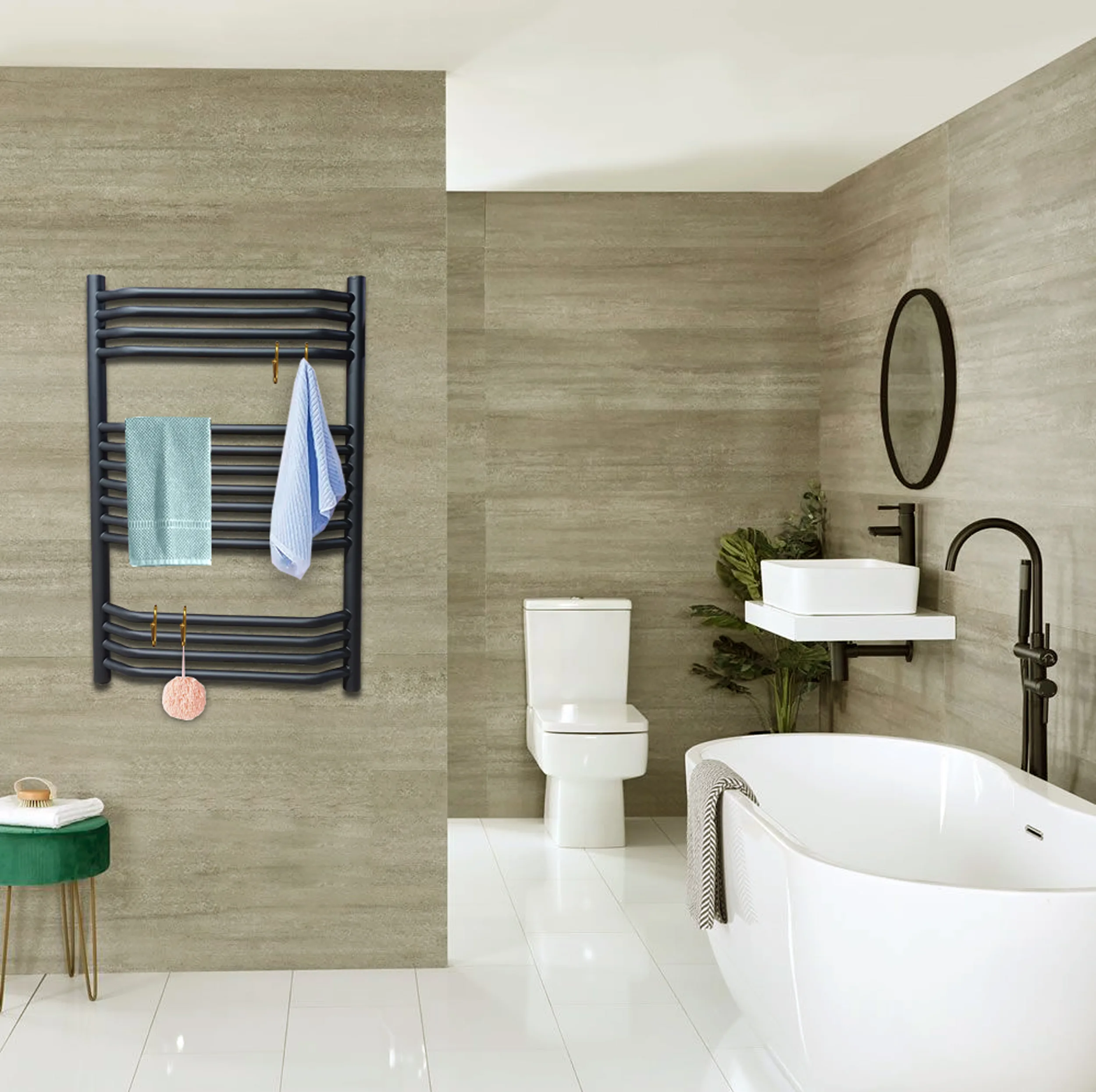 رادیاتور حوله خشک کن هاتیپس مدل تاج 50*80 Black