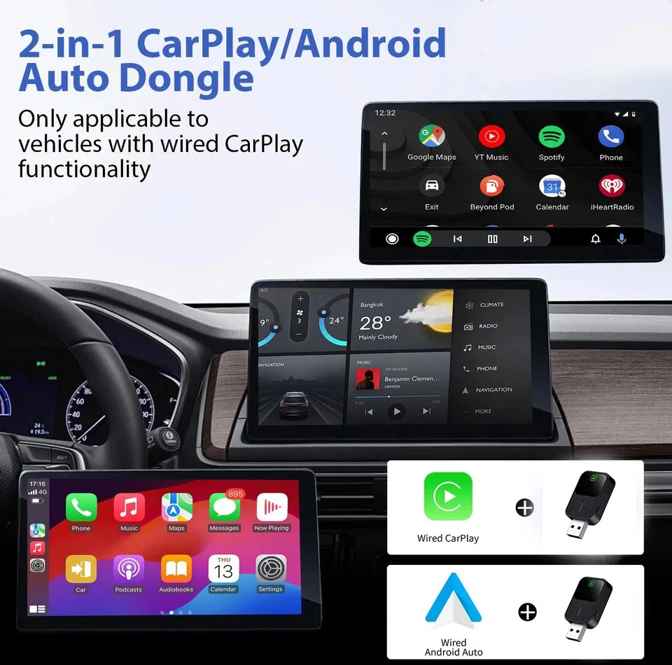 کارپلی و اندروید اتو مدل k2 2in1 Carplay/Android Auto