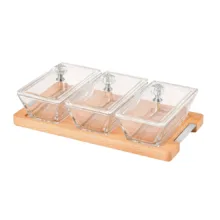 اردوخوری لیمون مدل مستطیل پایه چوبی کد FIDOKA-2248 مجموعه 4 عددی