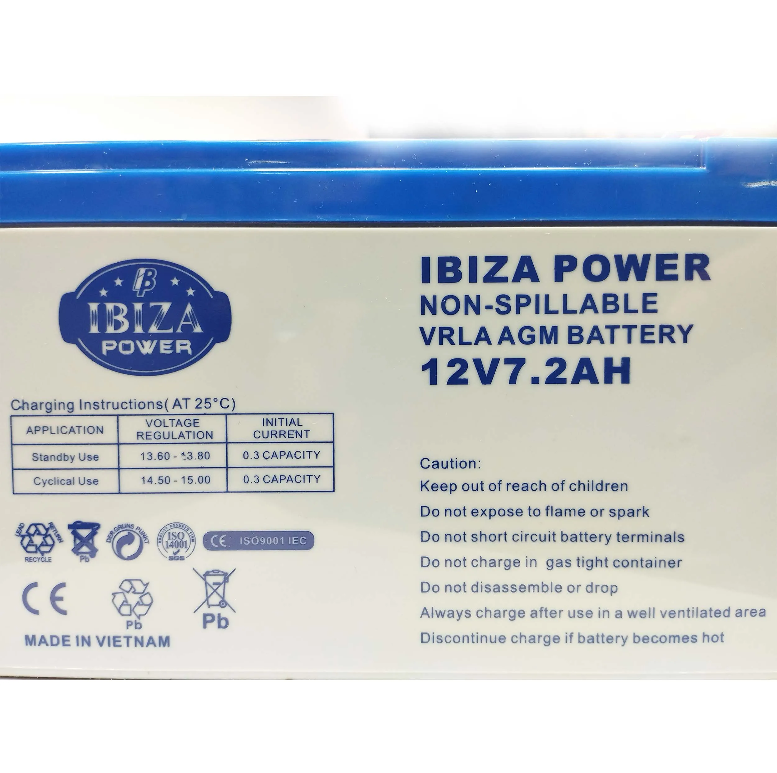 باتری سیلد اسید 12 ولت 7.2 آمپر ساعت ایبیزا مدل KSRE-12V-7.2A