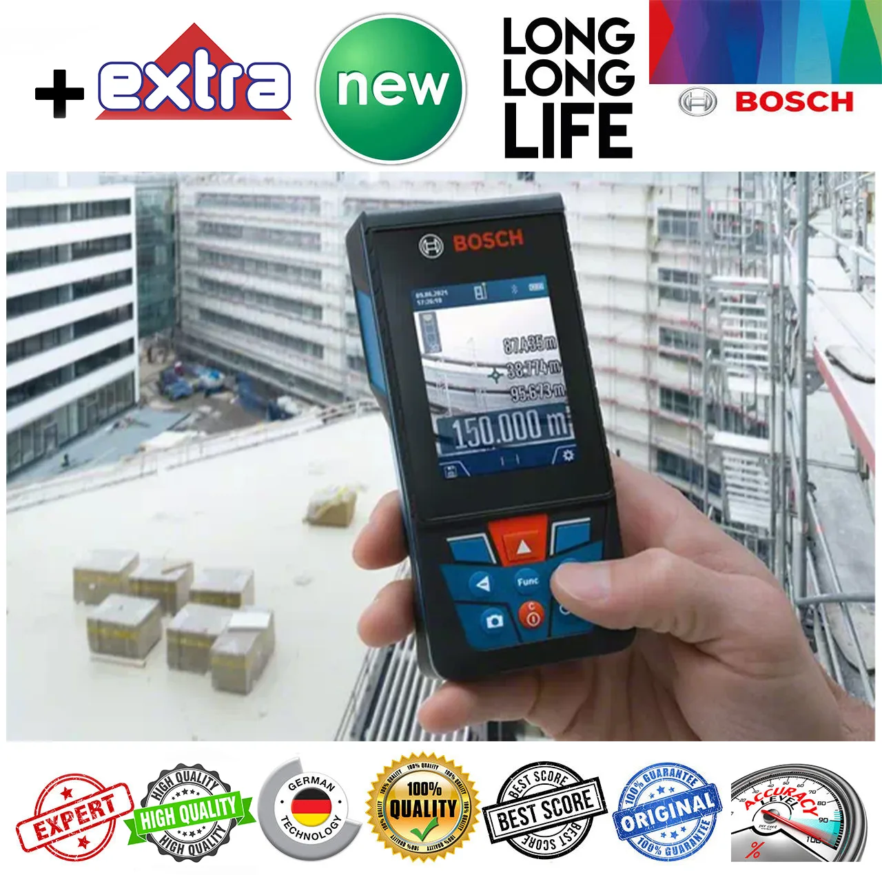 متر لیزری بوش مدل ISO NORM 16331-1 GLM 150-27 C