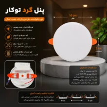 پنل ال ای دی فول لایت نورلند مدل گرد توکار بسته 2 عددی